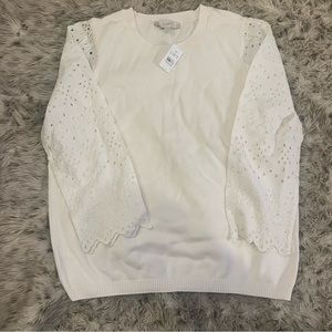 LOFT sweater with eyelet sleeves XL